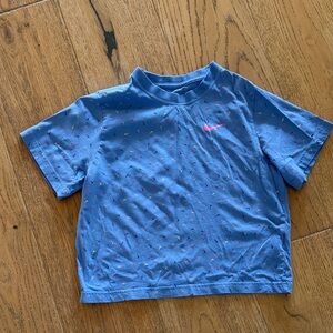 Nike Blue Kids Tee with Pink Logo